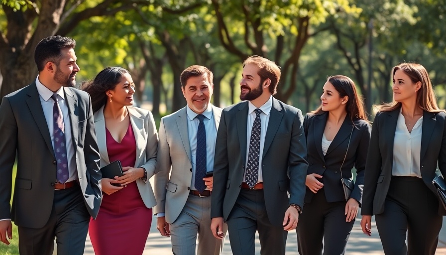 Business leaders in a park, highlighting foreign workers in the Eurozone economy.