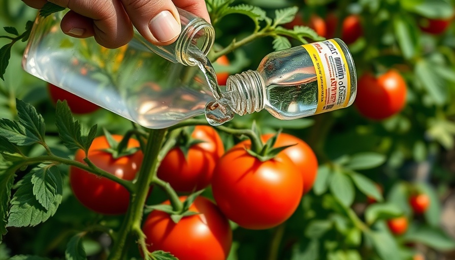 Hydrogen peroxide used on tomato plant for gardening problems.