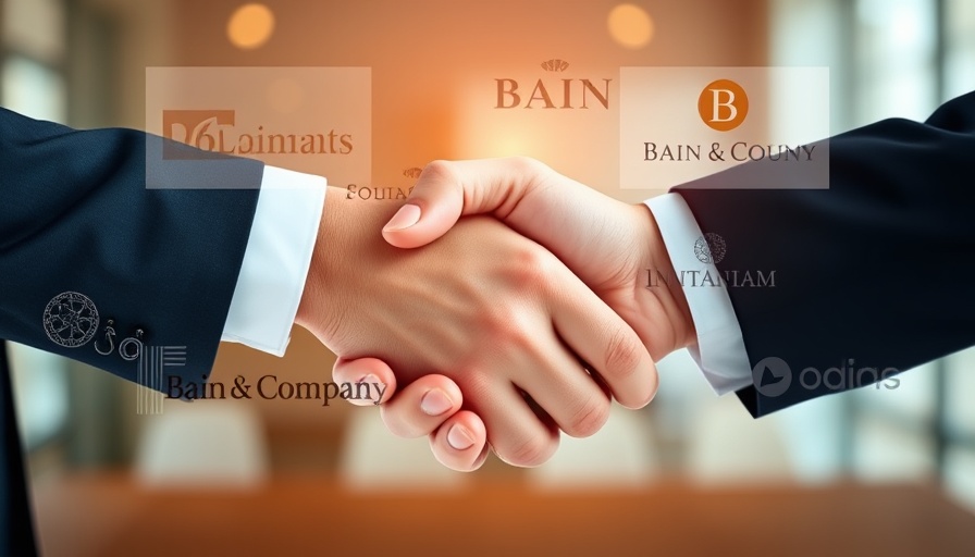 Business handshake with financial firm logos in colorful background, symbolizing private equity fundraising.