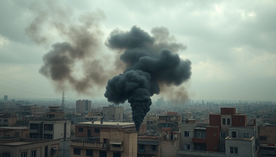 Dense smoke over Sanaa following strike, gloomy clouds.