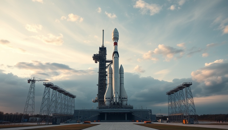 SpaceX rocket reusability depicted with a tall rocket on a launch pad at dawn.