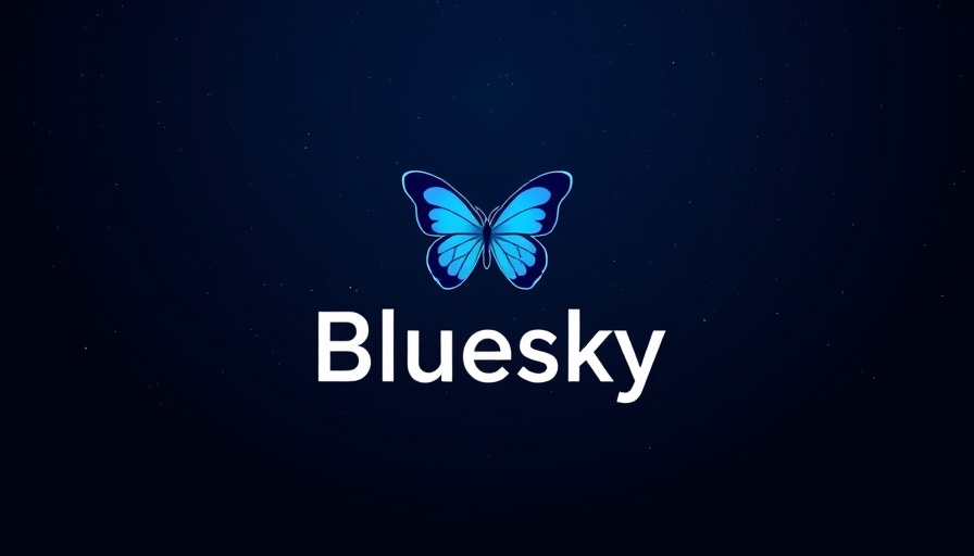 Bluesky logo with butterfly on a starry blue background, symbolizing service block.