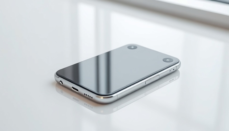 Futuristic smartphone showcasing new iPhone 17 features.