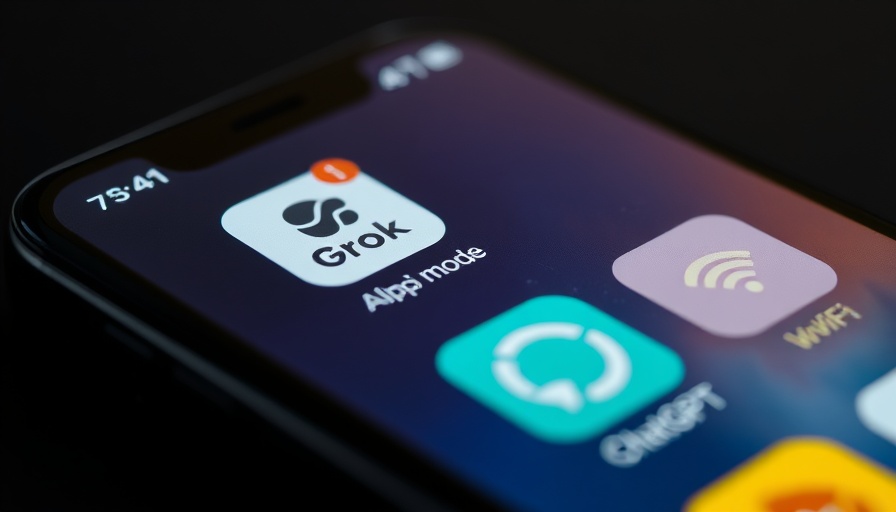 Smartphone screen showing Grok and ChatGPT app icons.