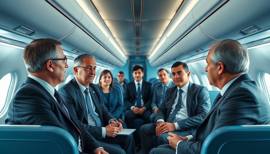 Delegates discuss U.S.-South Korea trade talks on airplane.