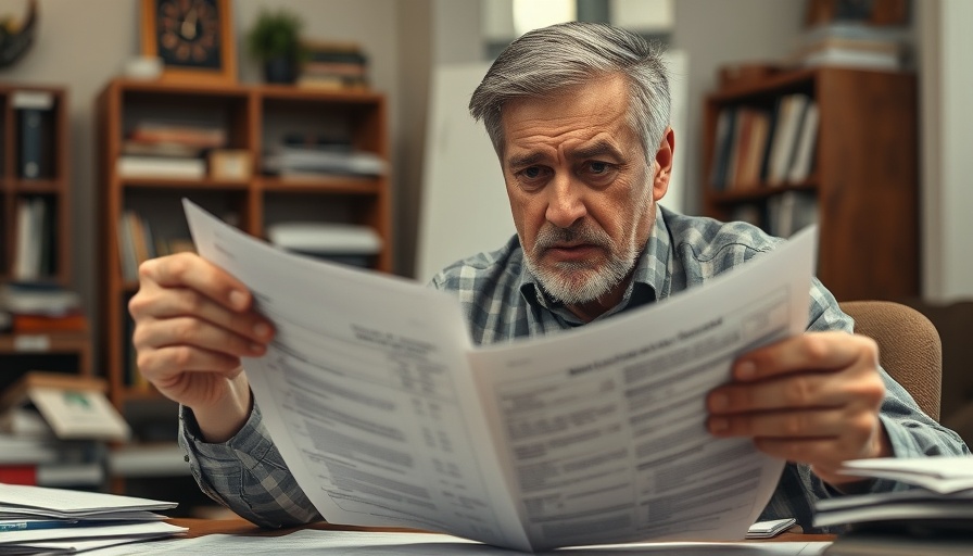 Middle-aged man frustrated by health insurance premium increase.