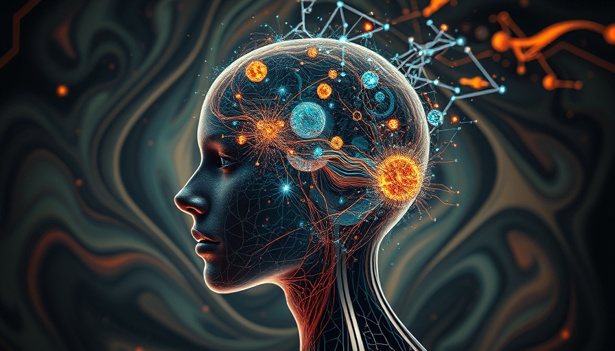 Surreal depiction of AI-related psychosis with neural patterns