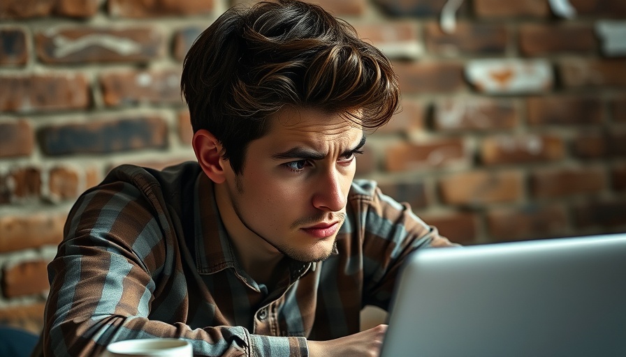 Young man experiencing financial burnout at work.