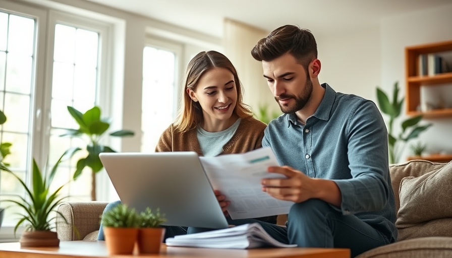 Young couple discussing how a mortgage works on a laptop.