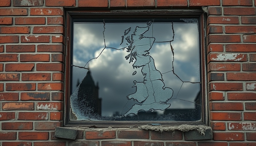 Symbolic broken window depicting social decay in Britain.