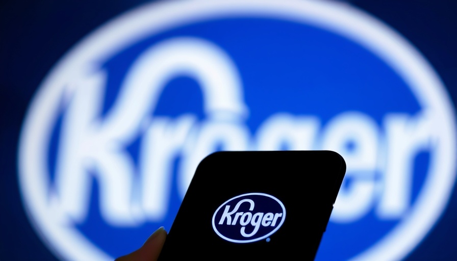 Smartphone with Kroger logo representing layoffs stock market news