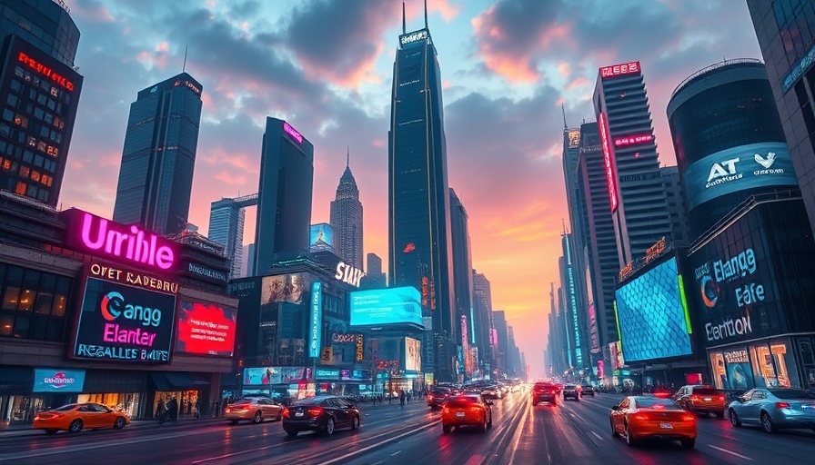 Futuristic cityscape symbolizing AI regulation and Meta Super PAC.