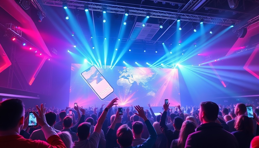 Apple iPhone 17 event showcasing a sleek stage with vibrant lighting.