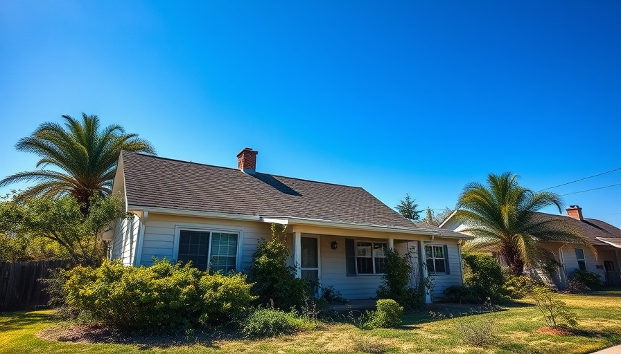 Stale listing suburban house with overgrown garden.