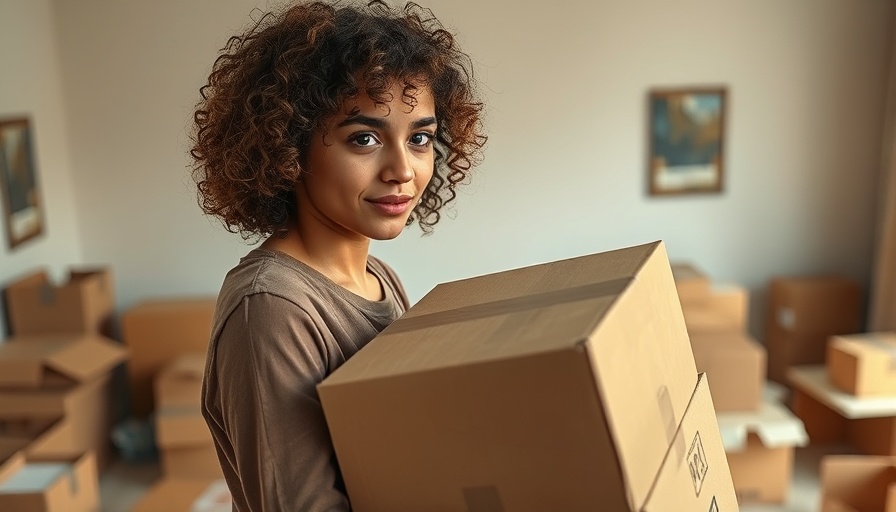 Woman moving boxes contemplating how to decide where to live.
