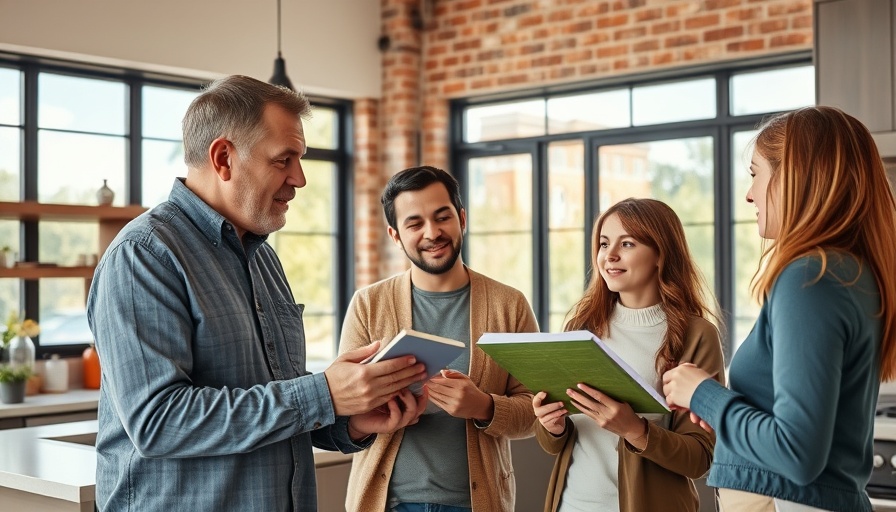 Open house etiquette tips: real estate agent with family in kitchen.