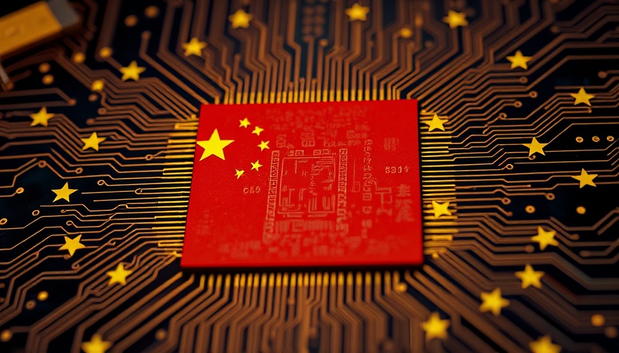 China AI chip production represented by a flag-themed microchip montage.