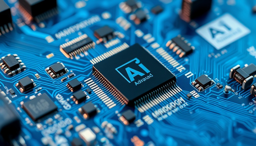Close-up of AI chips on a blue circuit board showcasing intricate details.