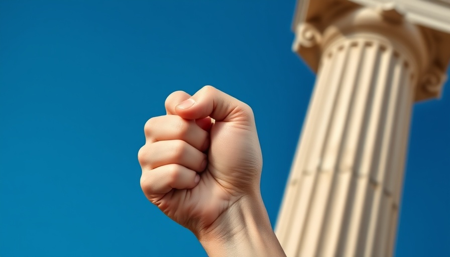 Symbolic image of strength and victory for winning elections against strongmen.