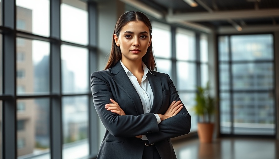Confident female founder in office showcasing comeback spirit.