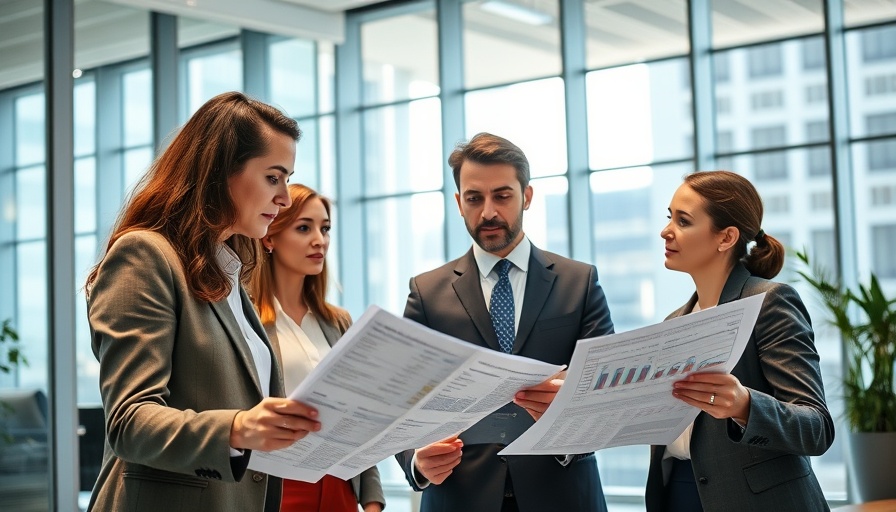 Corporate professionals analyzing Kohl’s earnings report in office