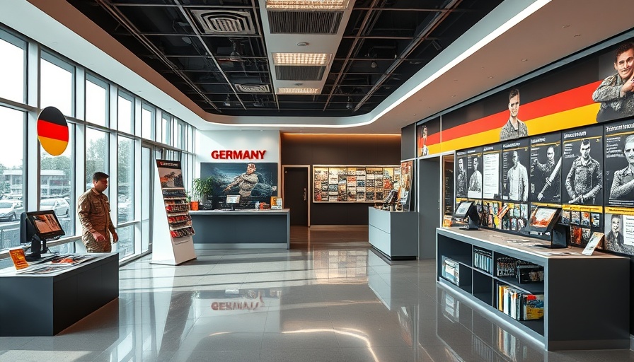 Modern Germany military recruitment office setting with materials.