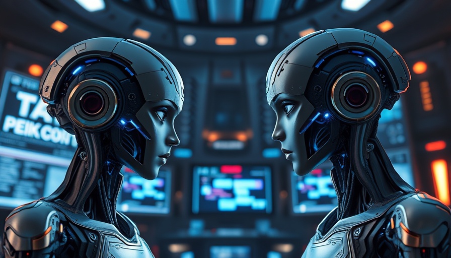 AI entities in a digital courtroom engaging in a copyright battle.