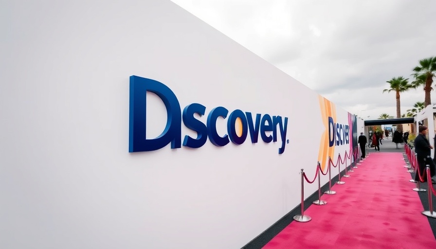 Logo of Warner Bros Discovery on display at an event.
