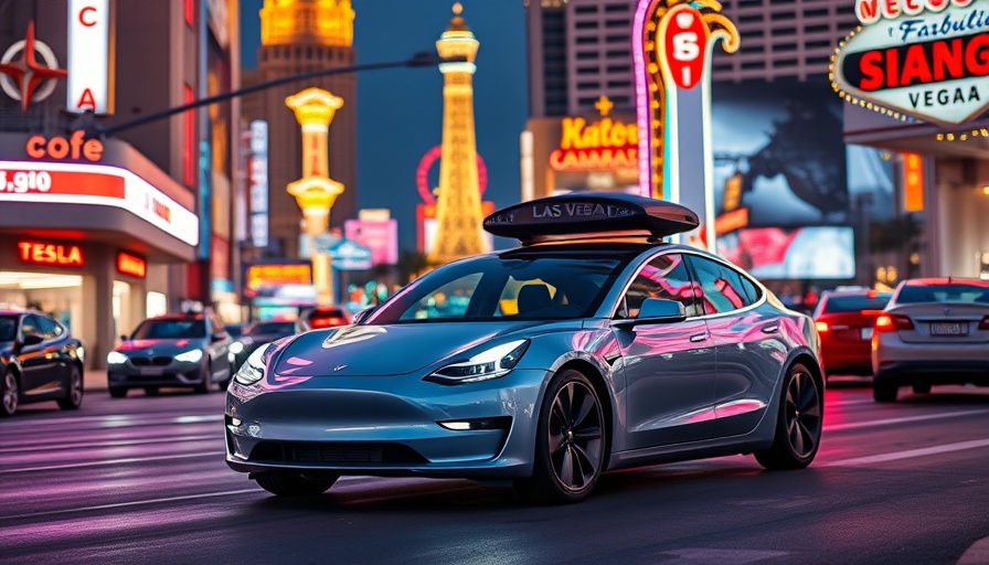 Tesla Full Self-Driving Testing Las Vegas on vibrant city street