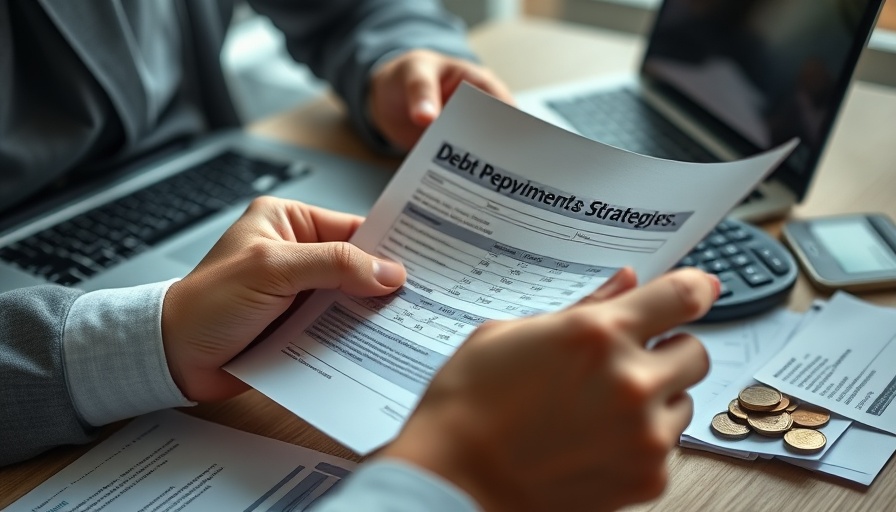 Hands reviewing financial document for debt repayment strategies.