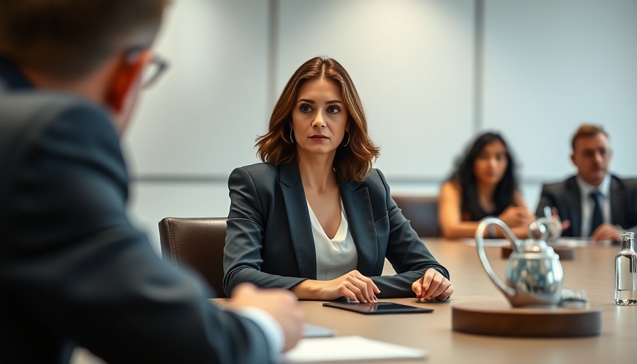 Woman seated at conference table, Lisa Cook lawsuit context