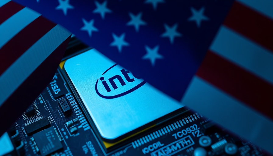 Intel processor on motherboard with American flag, embracing government support.