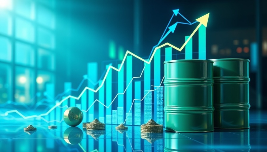 Abstract illustration of United States Brent Oil Fund investment strategies with graphs and oil barrels.
