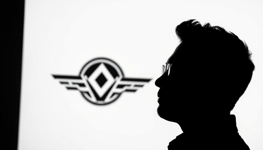 Silhouette observing futuristic logo, agentic coding theme.