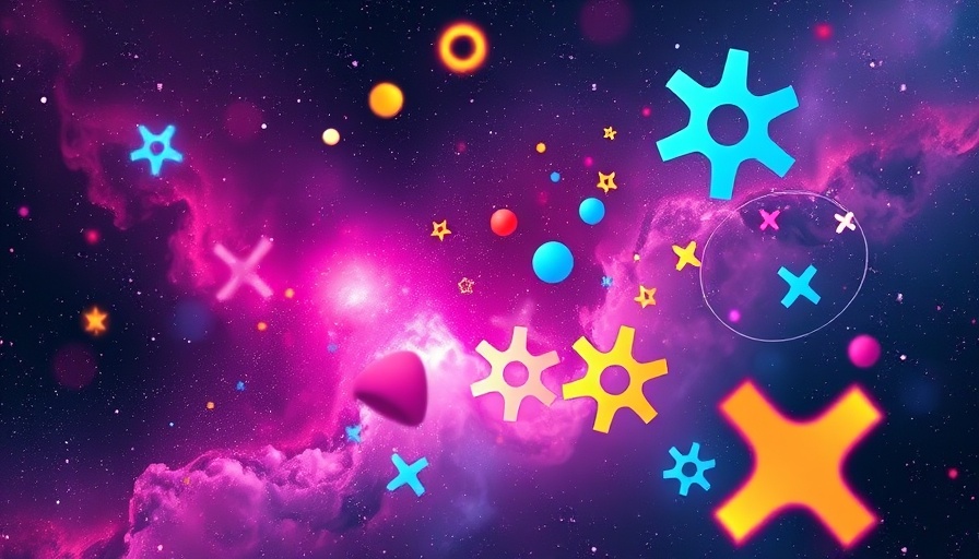 Abstract symbols in a colorful digital space, related to Mississippi's age assurance law.