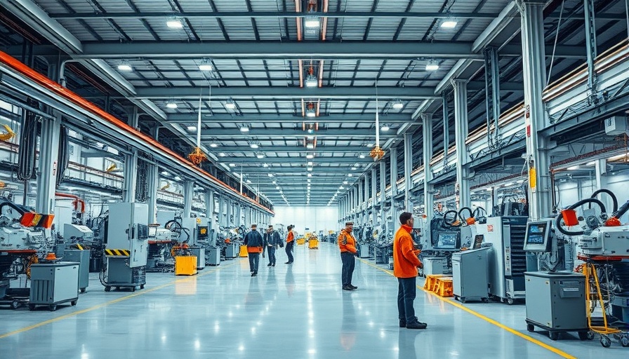 US manufacturing investment in clean tech, factory interior.
