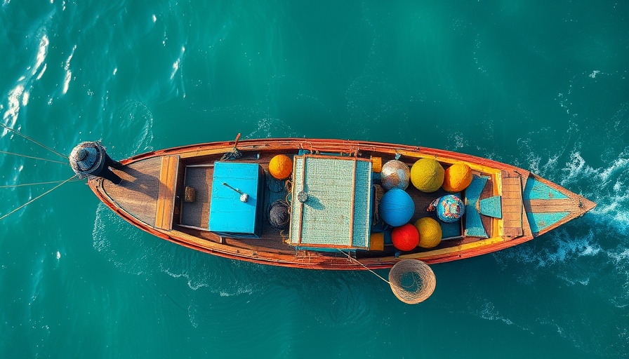 Aerial view of fishers on a boat, emphasizing need to protect fishers from piracy.