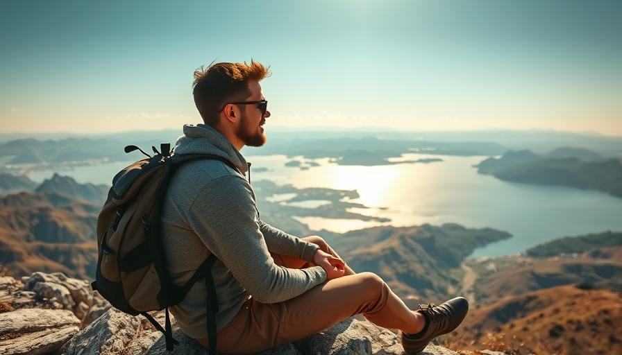 Man enjoying sunset view on hilltop, contemplating retirement plan.