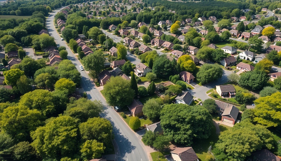 Aerial view of a lush suburban neighborhood, showcasing San Antonio homes for sale.
