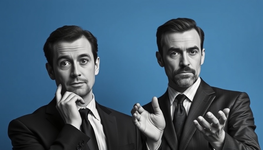 Men in suits in blue background discussing political influence