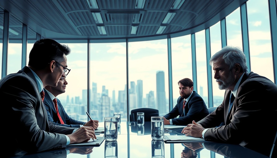 Abstract business meeting scene reflecting tense boardroom atmosphere.