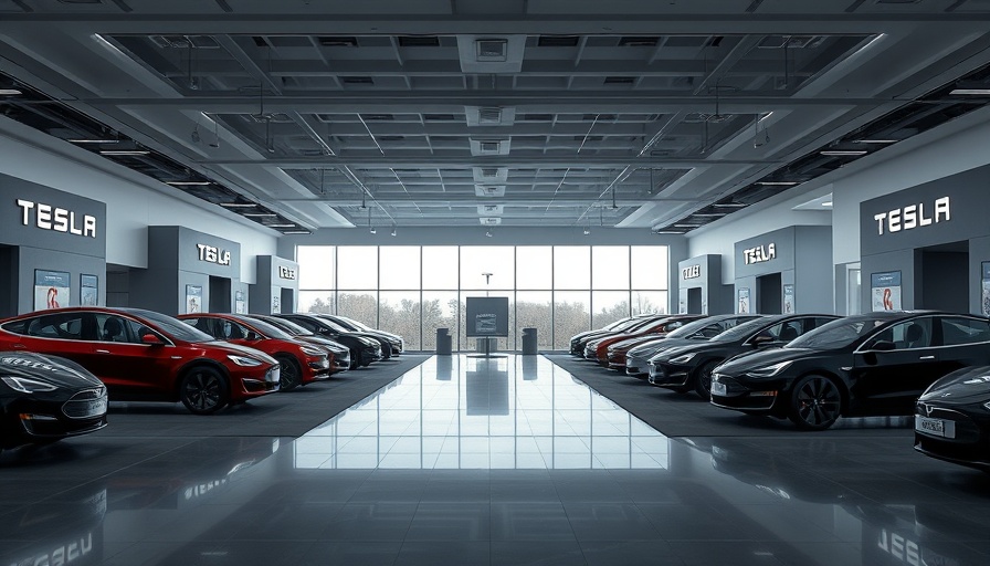 Tesla showroom indicating sales decline with fewer cars.