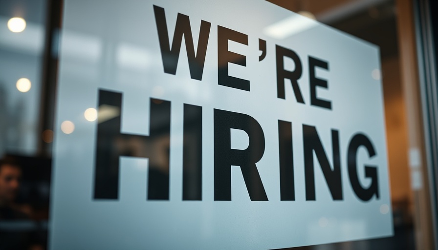 Hiring sign on store window indicating job opportunities.