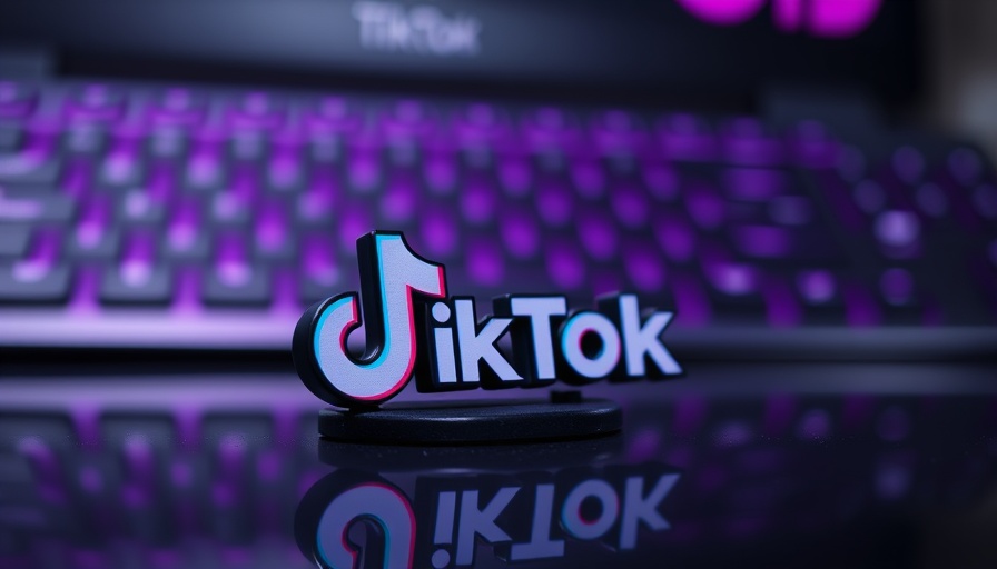 Dramatic TikTok logo with purple keyboard background.