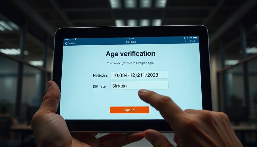 Tablet with age verification form for Mastodon compliance.
