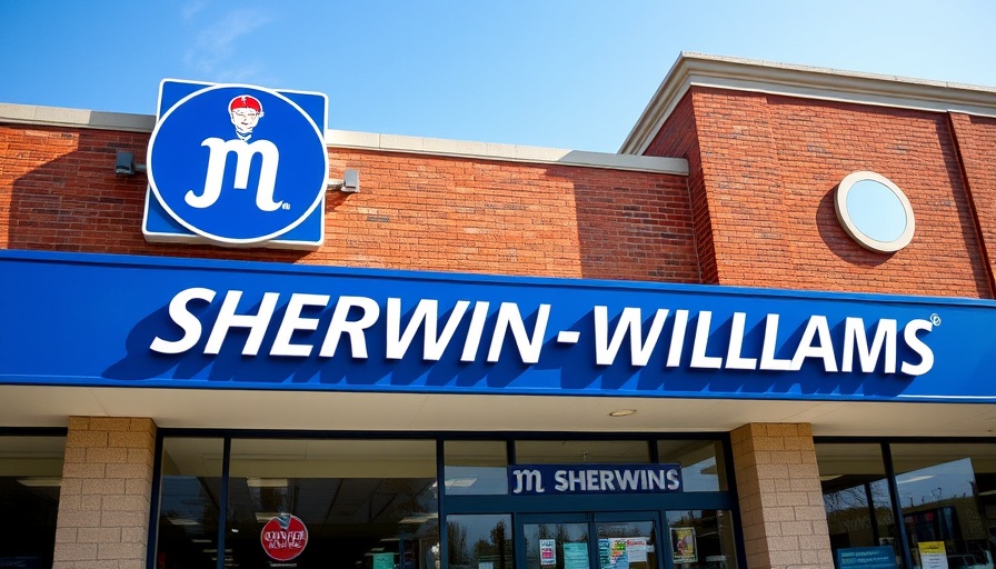 Sherwin-Williams store exterior showcasing the brand logo with clear sky.