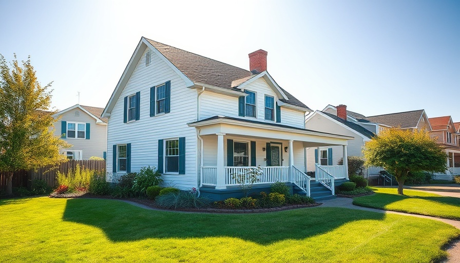 White suburban house for sale in St. Louis with green lawn.