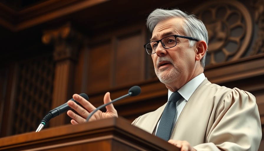 Ukrainian nationalist politician in passionate speech at podium.