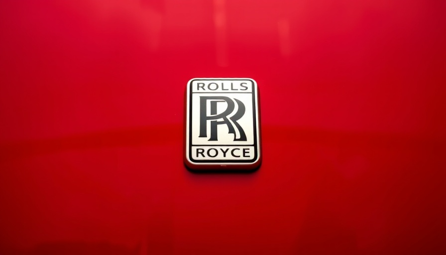 Rolls-Royce logo on a glossy red surface.