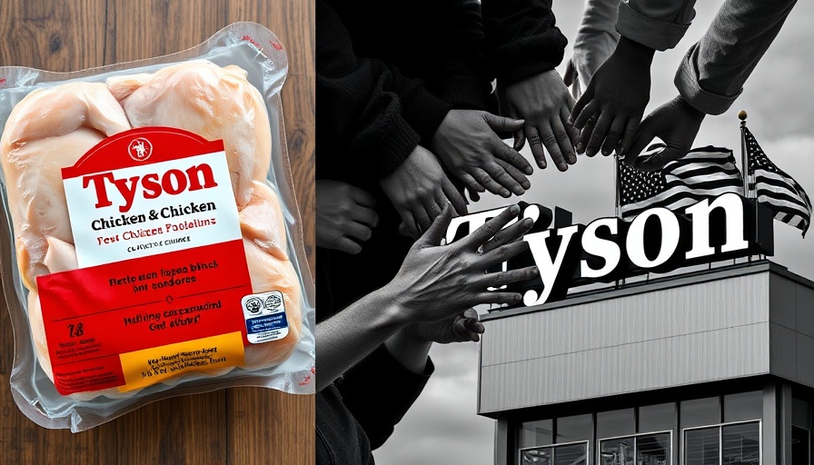 Collage depicting Wisconsin meatpacking labor shortage with Tyson imagery.
